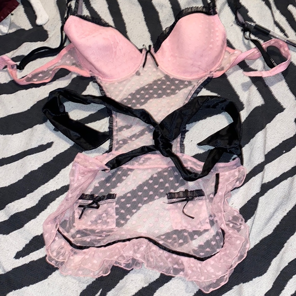 y2k soft pink maid lingerie